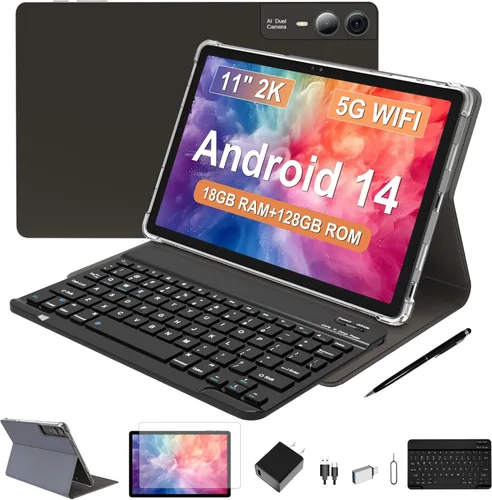 2026 La última tableta Android de 11 pulgadas, 18 GB de RAM, 128 GB de ROM, expansión de 1 TB, pantalla 2K, T616 Octa-Core, WiFi 5G, cámara de 13