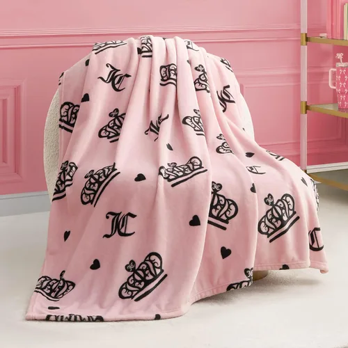Miniatura 34 de Juicy Couture Berry Happy - Manta de felpa de 50 x 70 pulgadas, color rosa, mantas decorativas para sofás, mantas para sillas y camas