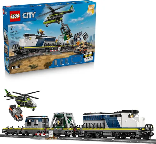 LEGO City Police Train Heist - Juego de tren con juguete de coche de policía para niños y niñas, a partir de 7 años, juego de simulación para niños,