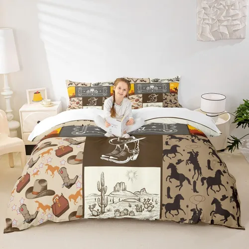 Miniatura 18 de Juego de funda de edredón para niños de dibujos animados, diseño de pingüinos de dibujos animados, lindo juego de ropa de cama de animales árticos