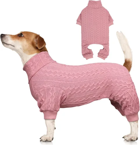 Miniatura 8 de Suéteres para perros grandes, cuello alto, ropa de punto para mascotas, suéter de color sólido para cachorros, suéter cálido para perros (gris y L)