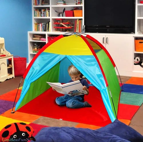 Miniatura 2 de Rainbow Kids Play Tent & Lights, Casa de juegos con cúpula para niños, 48 x 36 pulgadas