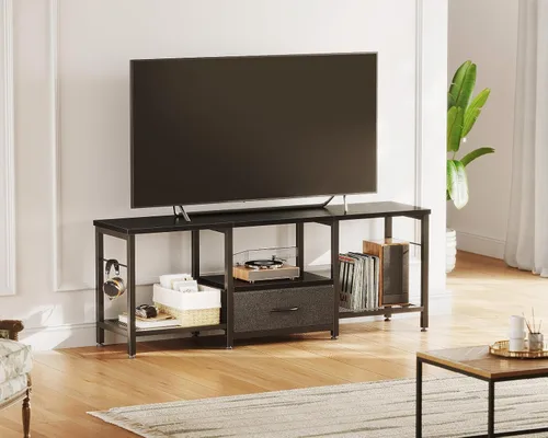 Miniatura 2 de Casaottima Soporte de TV de 47 pulgadas con estantes de almacenamiento abiertos para TV de 43, 50 pulgadas, centro de entretenimiento con cajones