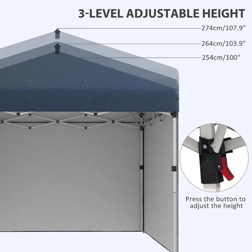 Miniatura 5 de Outsunny Tienda de campaña desplegable de 10 x 10 pies con 3 paredes laterales, bolsas de peso para piernas y bolsa de transporte, altura ajustable