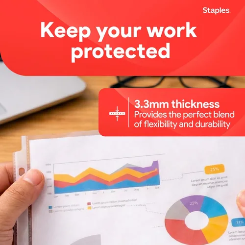 Miniatura 6 de Staples Protectores de hojas pesados, 8.5 x 11 pulgadas, protectores transparentes de 3 agujeros perforados, caja fuerte para archivos, paquete