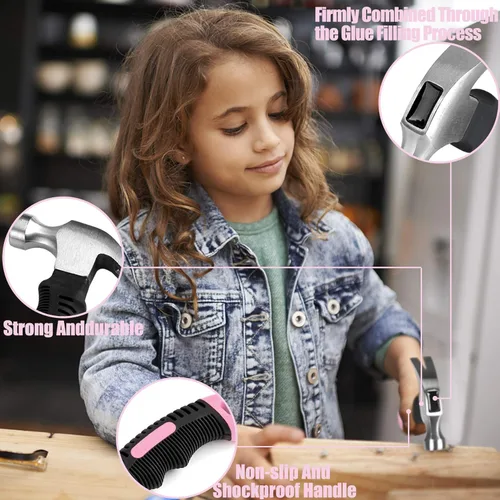 Miniatura 3 de KURUI 700 uñas pequeñas para colgar fotos y martillo pequeño de 8 onzas para mujeres, herramienta rosa para colgar lienzo, arte de pared