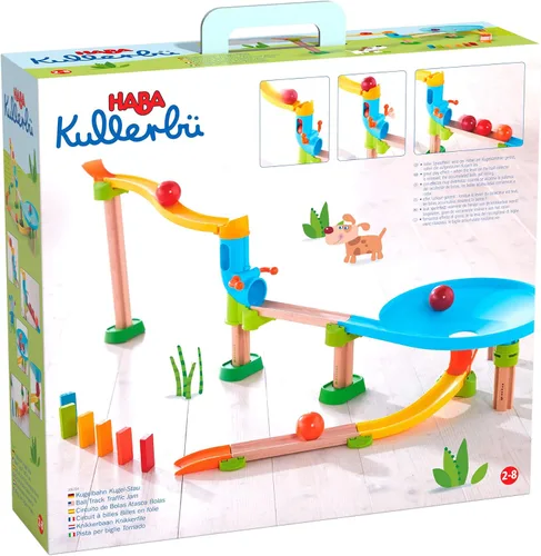 Miniatura 9 de HABA Kullerbu Traffic Jam Ball Track Juego de 33 piezas con embudo