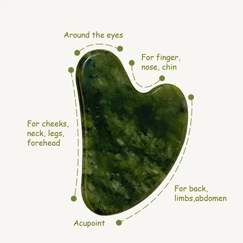 Miniatura 3 de OXT Gua Sha, herramientas faciales Gua Sha de primera calidad, herramienta de guasha para cara mejorada, piedra de jade natural Guasha (verde oscuro)