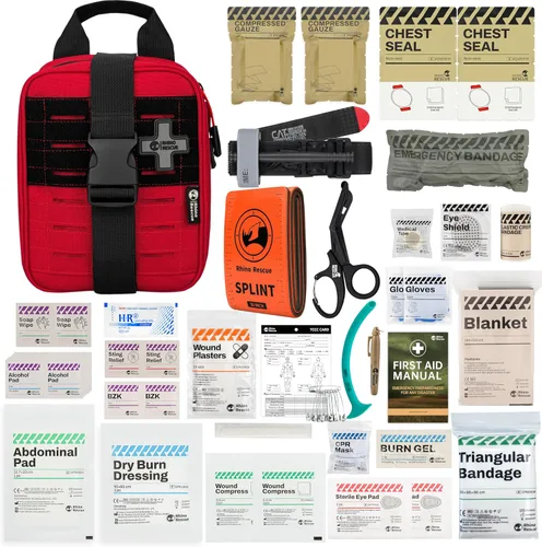 Miniatura 7 de RHINO RESCUE IFAK Kit de Trauma con Torniquete C-A-T, Bolsa Táctica de Primeros Auxilios Molle para Militar, Combate, Auto, Acampada, Senderismo