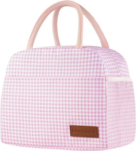 Miniatura 15 de douyadady Bolsa de almuerzo para mujeres/hombres, fiambrera mujeres/hombres (azul bebé+rayas blancas)