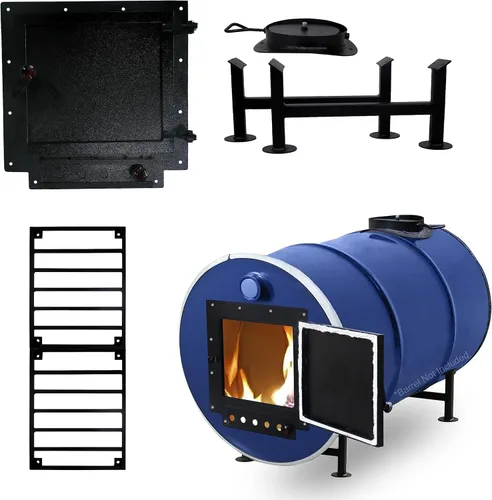 Miniatura 5 de Kit de estufa de leña de barril, perfecto para barril de metal de barril de 30 a 55 galones, con kits de estufa de barril de rejilla de barril