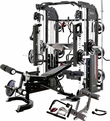 Miniatura 3 de MiM USA Hercules EX Commercial All-in-One Home Gym Machine, 2000 lb Capacity, 400 lb Weight Stack, Adjustable Bench, Leg Press, Jammer Arms, Leg