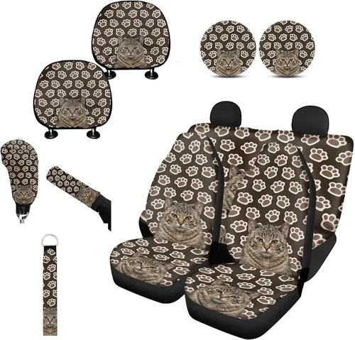 Miniatura 14 de Forchrinse Bee - Juego de fundas para asiento delantero y trasero con funda para palanca de cambios de freno de mano, funda para reposacabezas