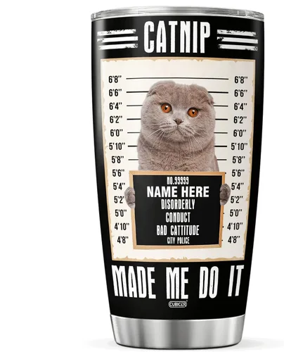 Miniatura 12 de CUBICER Vaso personalizado con diseño de gato americano de pelo corto con tapa, divertidos regalos de Navidad para mujeres, hombres, adultos