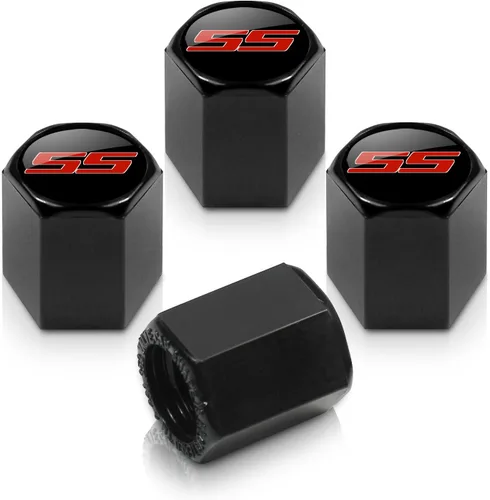Tapas de válvula de vástago con logo de Camaro SS, color negro