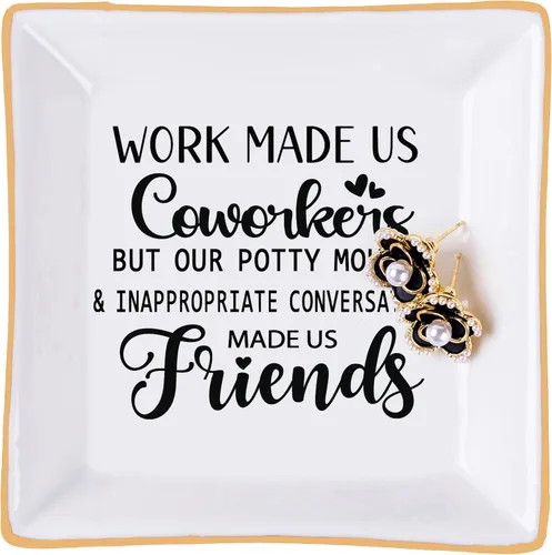 Piudee Regalos para compañeros de trabajo para mujeres, plato de joyería de trabajo y amigos, regalo de agradecimiento para compañeros de trabajo,