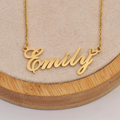 Miniatura 4 de Aoloshow Collar personalizado con nombre de corazón dorado personalizado con cualquier nombre, joyería de acero inoxidable para graduación de mujer