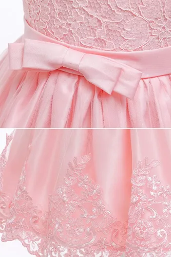 Miniatura 4 de LZH - Vestido para niñas bebé con volante, encaje, espalda descubierta y lazo - Incluye accesorio para la cabeza - Vestido con flores para desfile