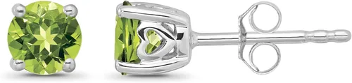 Miniatura 3 de Pendientes solitario de plata de ley con peridoto, Metal Piedra, Peridoto