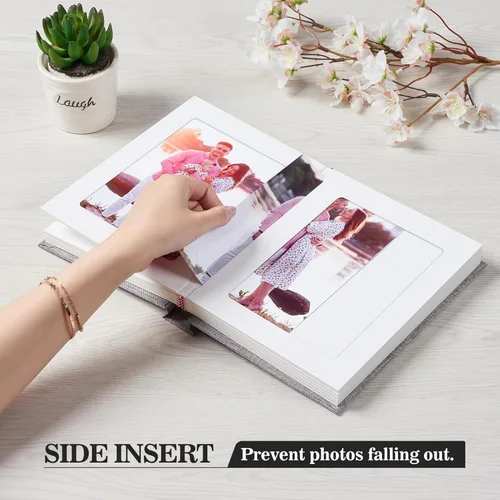 Miniatura 3 de Álbum de fotos Pssoss 5x7 con espacio para escribir, cubierta de lino. Libro de álbum de fotos 5x7. Contiene 30 fotos. Ideal para álbumes de Blanco