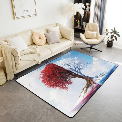 Miniatura 18 de Alfombra retro floral bohemia para sala de estar, alfombra de área de 5 x 7 pies para niños, pintura al óleo y flores, alfombra decorativa