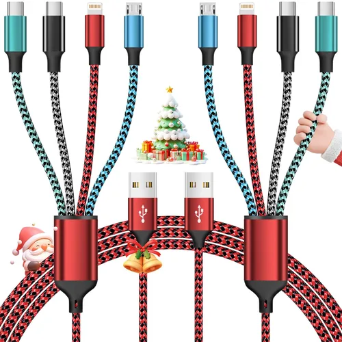 Miniatura 15 de Cable USB C a Lightning, cable de carga 4 en 1 de 240 W, 5 pies, cable de carga múltiple USB A/C a C/Lightning con luz para iPhone 16/15/14/13