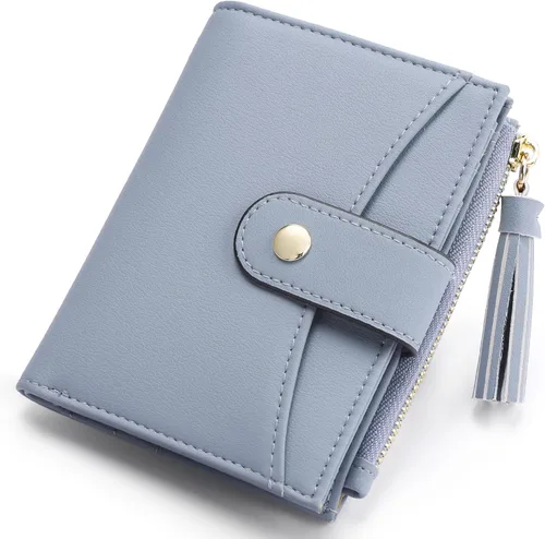 Miniatura 10 de yiijay Billetera pequeña para mujer, con bloqueo RFID, plegable, delgada, de cuero, para tarjetas de crédito, billetera pequeña con bolsillo