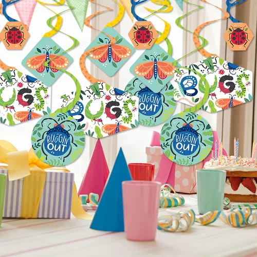 Miniatura 2 de Big Dot of Happiness Buggin' Out - Decoración colgante para fiesta de cumpleaños de insectos, remolinos de decoración de fiesta, juego de 40