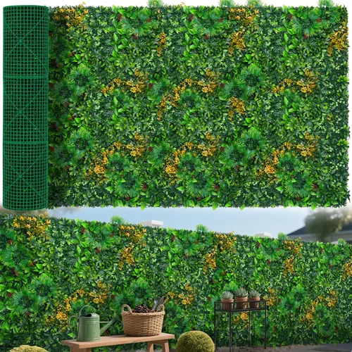 Miniatura 13 de Paneles de pared de césped de 20 x 20 pulgadas, 16 piezas de fondo de vegetación artificial con hojas resistentes a los rayos UV, decoración
