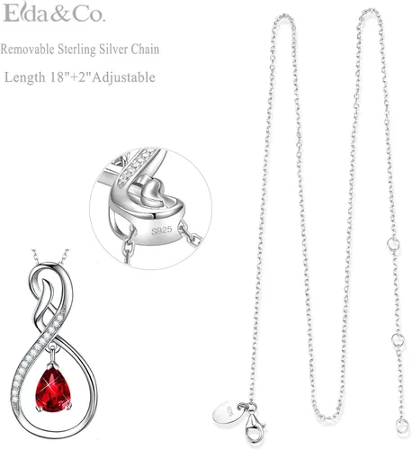 Miniatura 6 de ELDA & CO. Regalos de cumpleaños, collar infinito de plata de ley 925 con piedras natales de octubre y noviembre, turmalina rosa, citrino, regalos