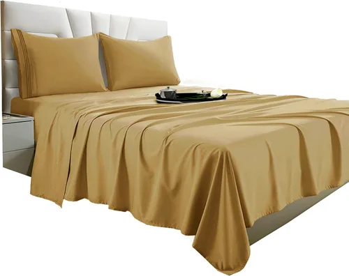 Miniatura 10 de Vacco Juego de sábanas tamaño Queen, sábanas y fundas de almohada de 4 piezas para hotel de lujo de la serie 1800, sábanas ultrasuaves