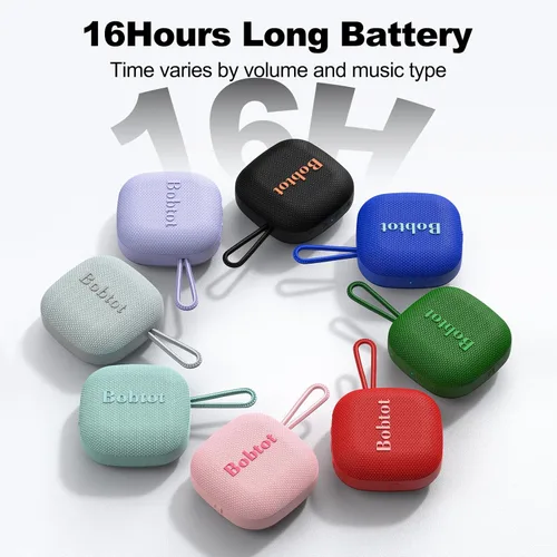Miniatura 4 de Bobtot - Altavoces portátiles Bluetooth, mini altavoz inalámbrico impermeable IPX7 con 16 horas de reproducción, sonido estéreo fuerte, TWS, Negro