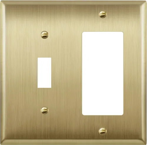 ENERLITES - Placa de pared combinada de acero inoxidable para interruptor de palanca y decorativo, resistente a la corrosión, placa metálica de 2