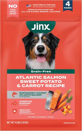 Jinx - Alimento seco premium sin granos para perros, para todas las etapas de la vida - Pienso para cachorros de salmón real, batata y zanahoria con