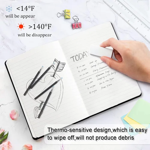 Miniatura 4 de Vanstek 12 recargas de bolígrafo de gel borrable negro, recargas de tinta de gel compatibles con bolígrafos borrables, punta fina de 0.7 mm