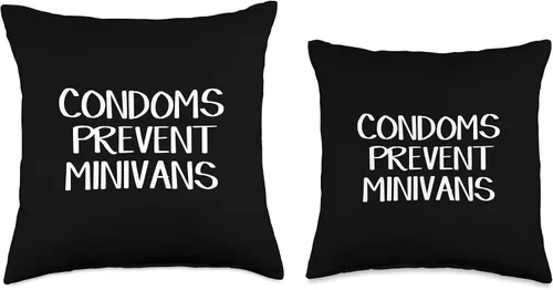 Miniatura 3 de Condoms Prevent Minivans Throw Pillow, 16x16, Multicolor