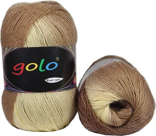 Miniatura 27 de Hilo de lana golo para tejer 200 yardas, hilo Cachemire multicolor arcoíris