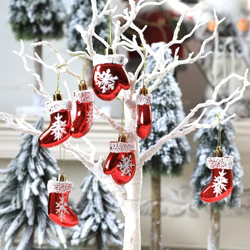 Miniatura 2 de Ochine 6 adornos de bola de Navidad, decoración de árbol de Navidad, adornos de remate rojo, decoración colgante inastillable, decoración