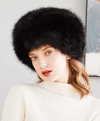 Miniatura 5 de Lovful Sombrero estilo cosaco ruso de piel sintética para mujer, conjunto de bufanda para mujer