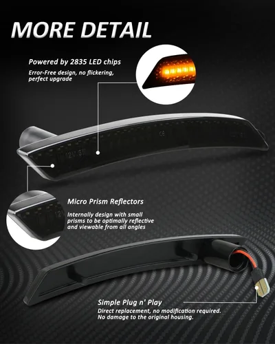 Miniatura 2 de Bestview Conjunto de luz de marcador lateral compatible con MINI Cooper R55 R56 R57 R58 R59 R60 R61 2007-2015, lámparas ámbar de guardabarros