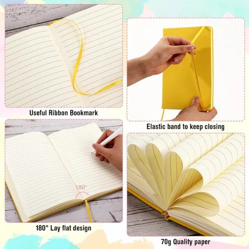 Miniatura 3 de Honoson 20 Pack Lined Journal Notebooks A5 Hardcover Executive Notebook 5.5" x 8.3" PU Leather Wide Ruled Journals Bulk with Elastic Band for Home