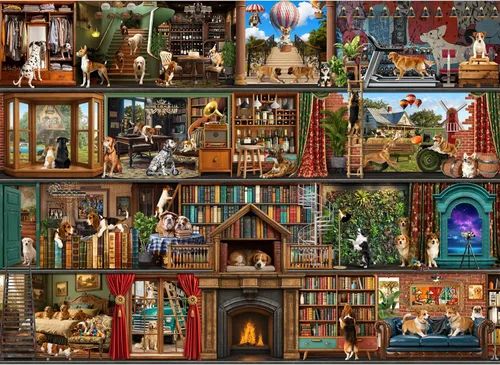 Miniatura 21 de HUADADA Rompecabezas para adultos de 1000 piezas, rompecabezas de desafío de ilustración de cuadrícula de 3 x 3, ilustración original de 1000 piezas