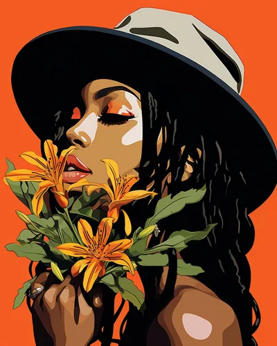 Miniatura 20 de Pintura por Números Afroamericana DIY Pintura Acrílica Kit de Pintura por Números para Niños Adultos Principiantes Chica Negra de Moda DIY Pintura