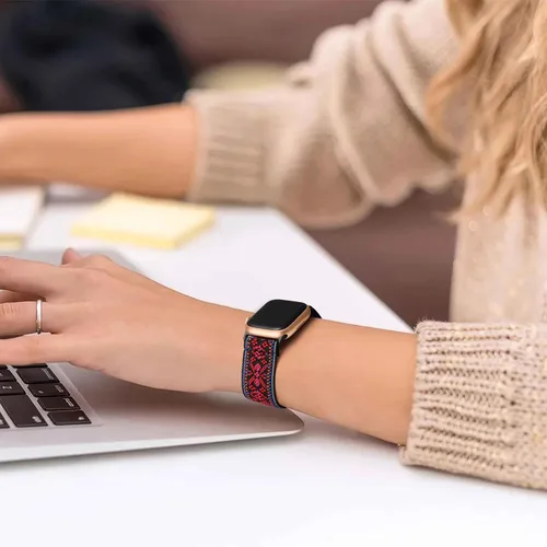 Miniatura 8 de Easuny Bandas elásticas bohemias compatibles con Apple Watch de 1.5 pulgadas, 1.57 pulgadas, 1.65 pulgadas y de 1.73 pulgadas para mujeres, hombres