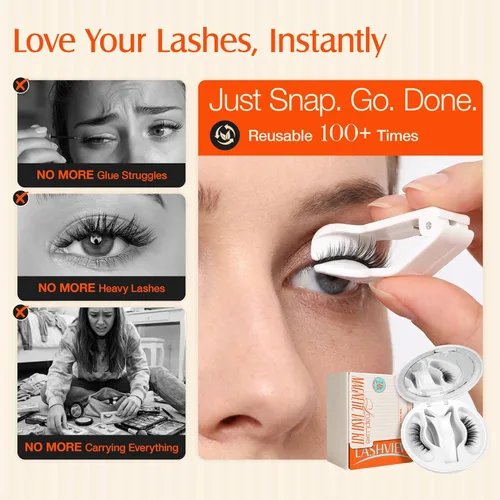 Miniatura 5 de LASHVIEW Pestañas magnéticas mejoradas con aplicador, pestañas magnéticas suaves, aspecto natural, reutilizables, no necesita pegamento, fáciles