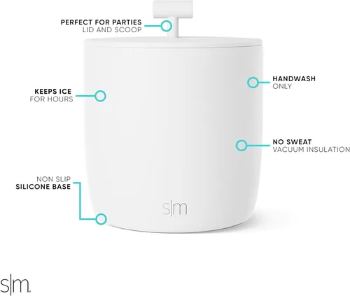 Miniatura 2 de Simple Modern - Cubo de hielo aislado al vacío con tapa y cuchara Para cóctel, champán, vino, cerveza y para recibir invitados Acero inoxidable