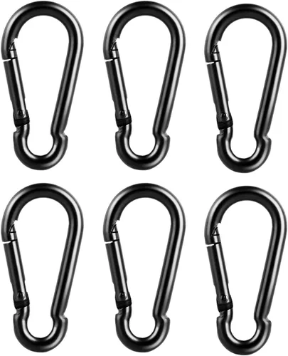 Miniatura 8 de DELSWIN 12 Piezas Clip de Mosquetón Negro, Incluye Mini Mosquetones de 1.57 Pulgadas, Ganchos Pequeños de 1.97" a Presión, Mosquetón Mediano de 2.36