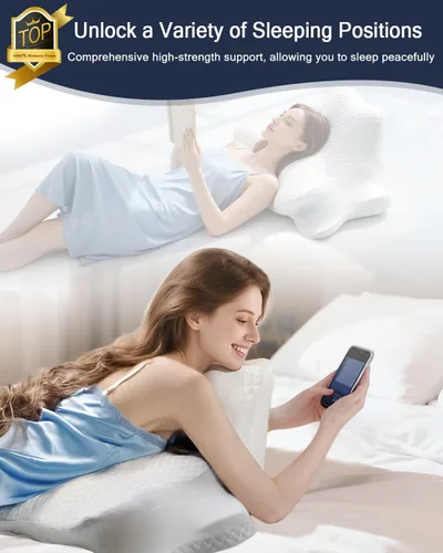 Miniatura 2 de Almohada cervical para el cuello y almohada de lectura para dormir y leer, almohada ortopédica ergonómica de espuma viscoelástica, soporte