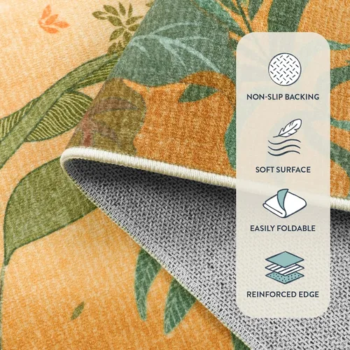 Miniatura 4 de Lahome Alfombra de Otoño Selva 5 x 7 pies para sala de estar y dormitorio, lavable a máquina, alfombra suave de atardecer para niños para sala