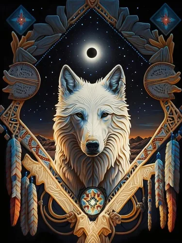 Miniatura 7 de Bimkole Kits de pintura de diamantes 5D, lobo atrapasueños, taladro completo, animales, juego de bordado de diamantes de imitación, pintura